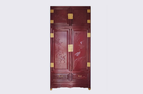 总口管理区高端中式家居装修深红色纯实木衣柜