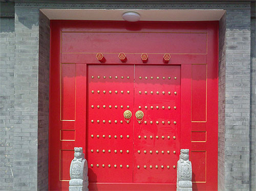 总口管理区中国传统四合院系列朱红色中式木制大门木作